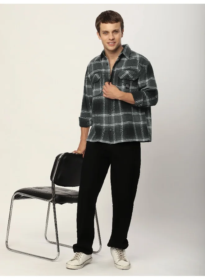 Beyoung Black Recycled Check Flannel Shirt