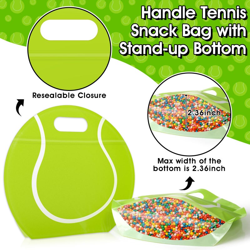 AKAIXI 24pcs Tennis Gift Bags with Handles Reusable Sealed Stand-Up Snack Bags, Tennis Themed Party Favors Birthday Supplies for Team Practice/Game Day, Gifts for Tennis Lovers, Players, Coaches - Image 3