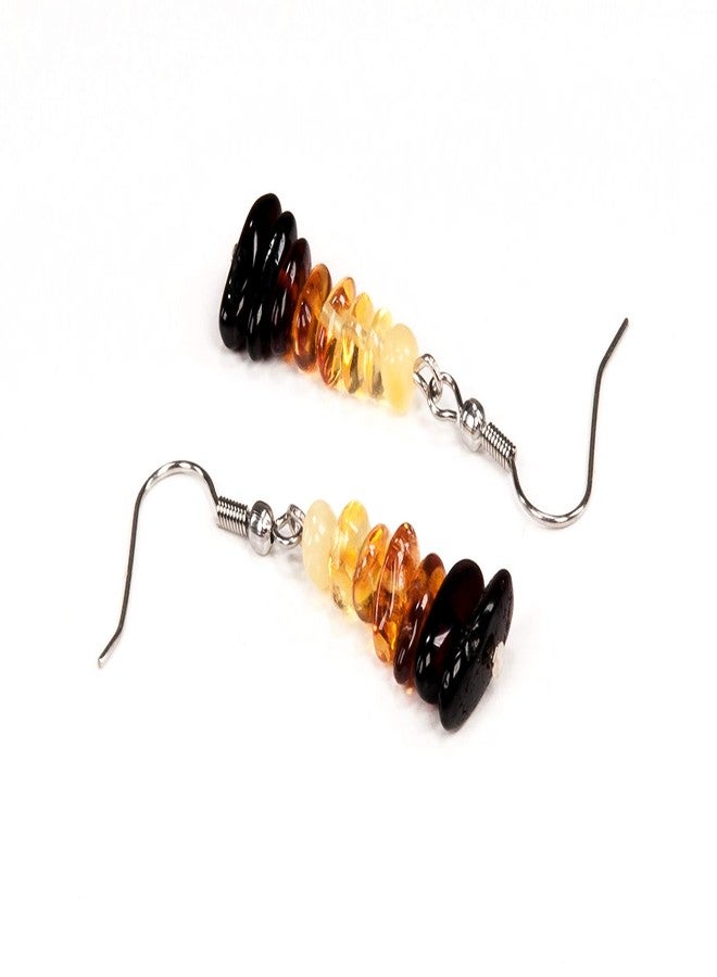AMBERAGE Natural Baltic Amber Earrings (3colour) (RAINBOW) - Image 1