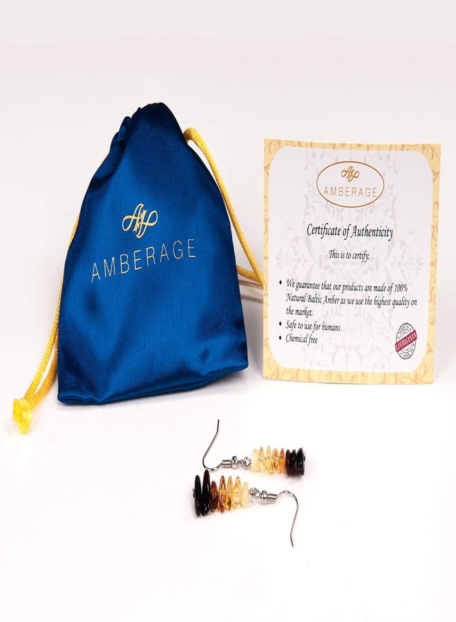 AMBERAGE Natural Baltic Amber Earrings (3colour) (RAINBOW) - Image 3