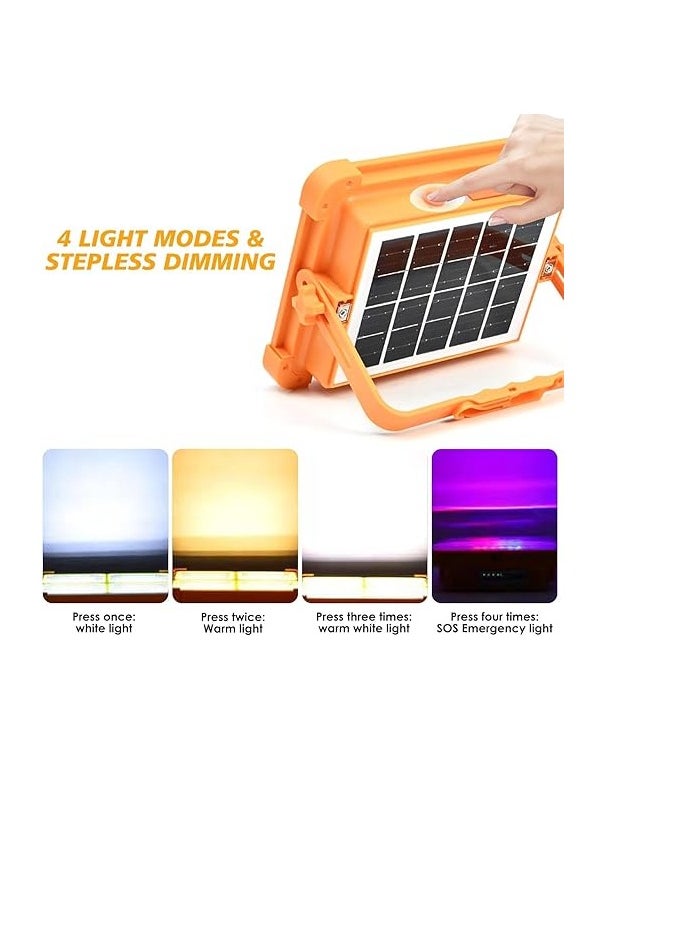 NOVEX Solar LED Work Lights, 200W Rechargeable Portable USB Flood Light 4 Modes Security Job Site Lighting Waterproof 3000LM for Outdoor Camping Fishing Hiking Car Repairing Emergency  - Image 2