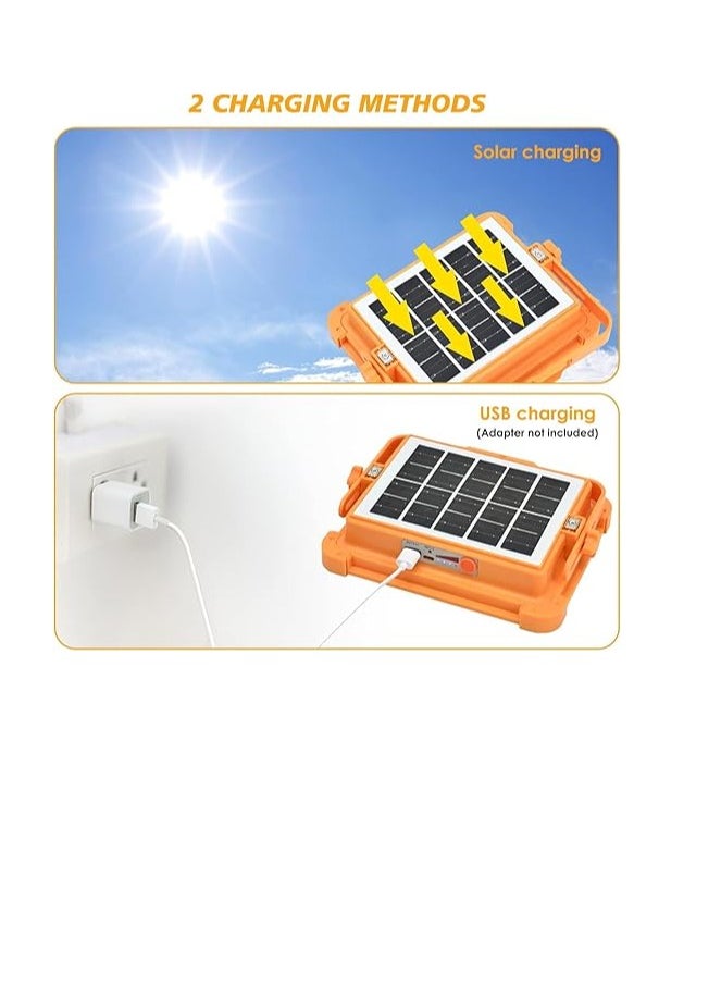 NOVEX Solar LED Work Lights, 200W Rechargeable Portable USB Flood Light 4 Modes Security Job Site Lighting Waterproof 3000LM for Outdoor Camping Fishing Hiking Car Repairing Emergency  - Image 3