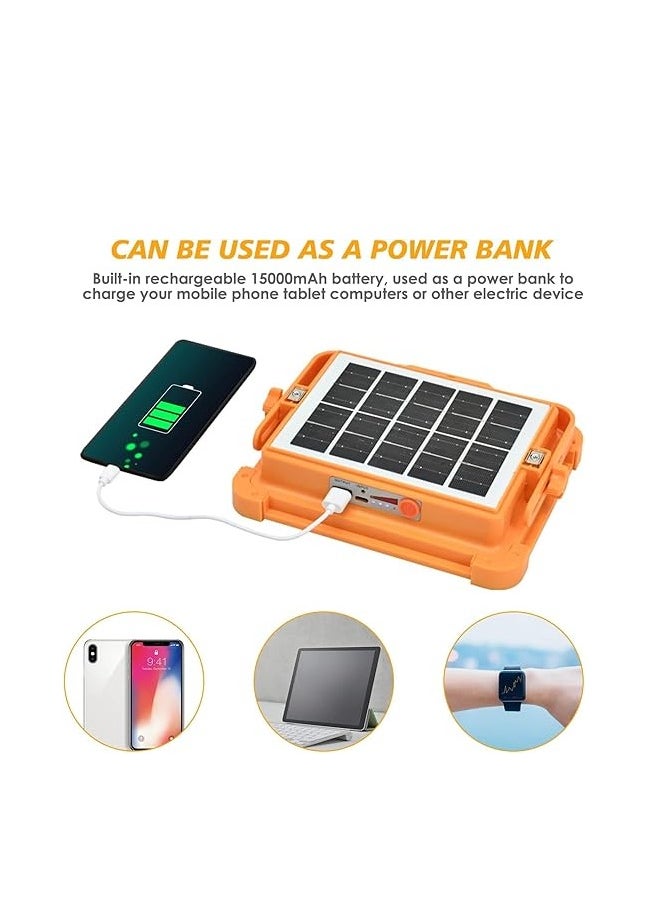 NOVEX Solar LED Work Lights, 200W Rechargeable Portable USB Flood Light 4 Modes Security Job Site Lighting Waterproof 3000LM for Outdoor Camping Fishing Hiking Car Repairing Emergency  - Image 4