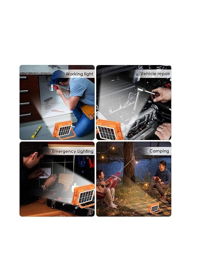 NOVEX Solar LED Work Lights, 200W Rechargeable Portable USB Flood Light 4 Modes Security Job Site Lighting Waterproof 3000LM for Outdoor Camping Fishing Hiking Car Repairing Emergency  - Image 5