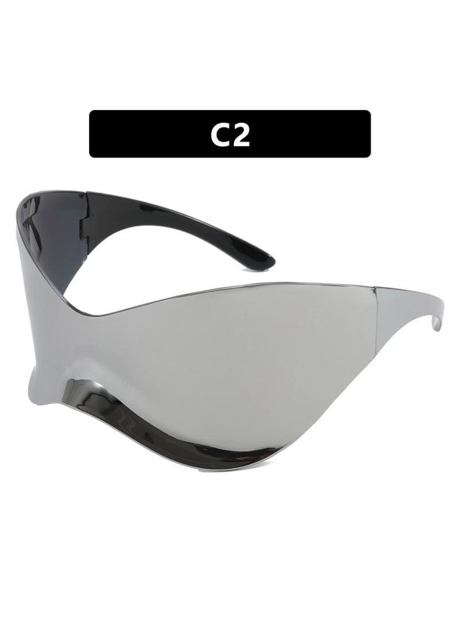 New Oversized Y2K Punk Rimless Sunglasses Women Men Brand Designer Hip Hop Sport One Piece Sun Glasses Shades Goggles