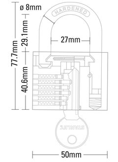 Stanley Stanley Padlock Brass 50mm Standard Shackle with 3 Keys  - Image 2