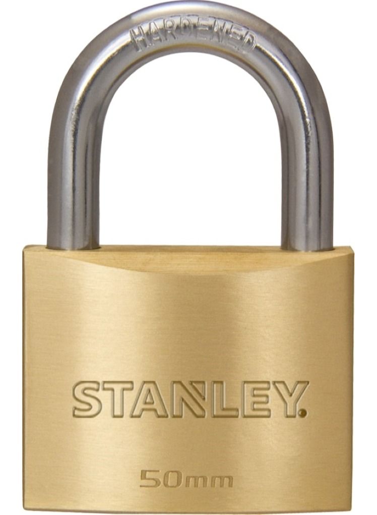 Stanley Padlock Brass 50mm Standard Shackle with 3 Keys - Image 3