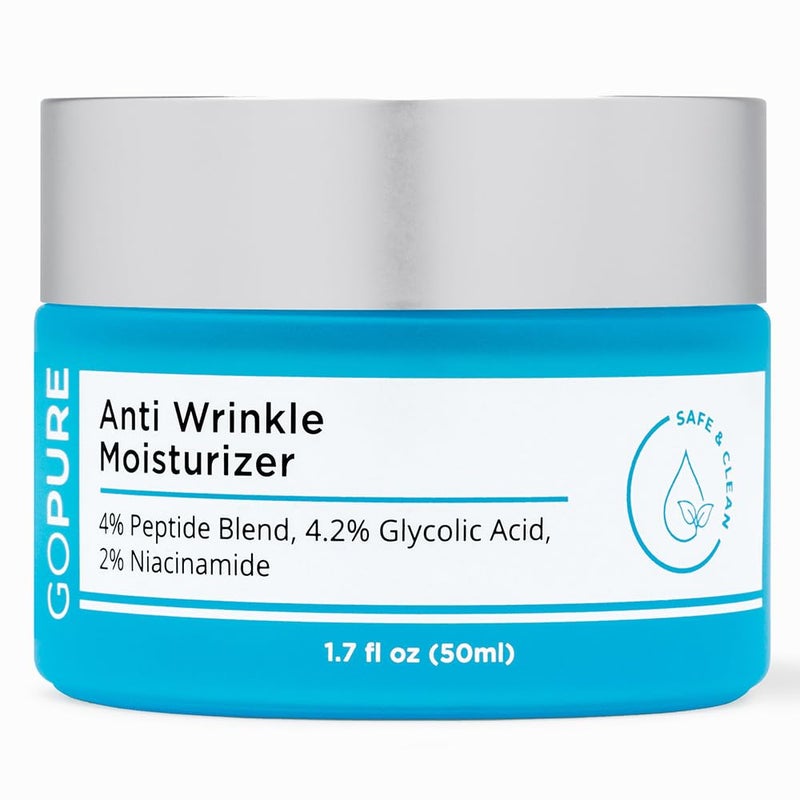 goPure Glyco-Peptide Anti Wrinkle Face Cream - Hyaluronic Acid Moisturizer for Face with Glycolic Acid, Peptides, and Vitamin E - Hydrating Facial Moisturizer with Anti-Aging Formula - 1.7 fl oz - Image 5