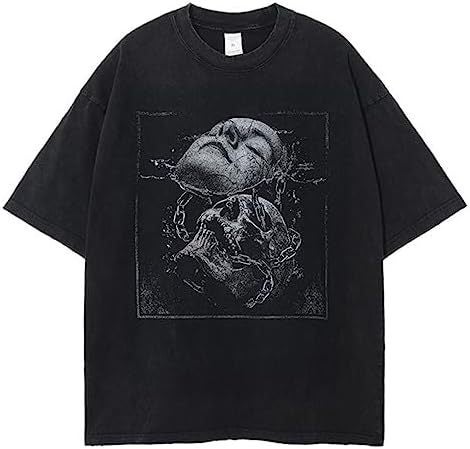 Y2K Vintage Oversize Hip Hop Washed Print Tee Kw-51  - Image 2