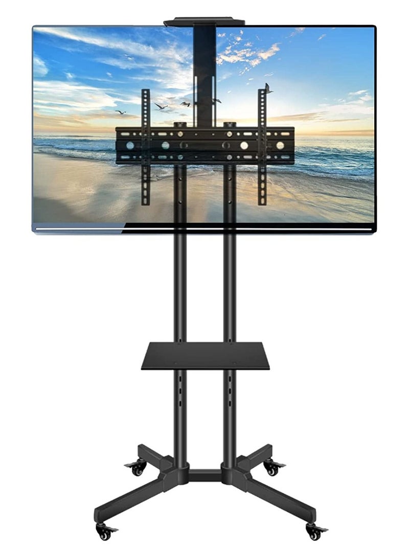 Mobile Monitor Stand with Wheels,Rolling TV Cart Floor Stand for 35-65 Inch LCD LED Flat Curved Screen TVs, Height Adjustable Portable TV Stand for Home,Office - Image 1