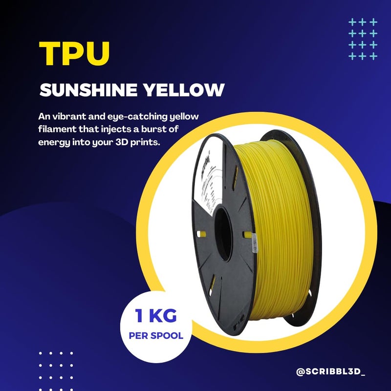 Scribbl3d Premium 1.75mm TPU 3D Printing Filament | TPU Filament | Dimensional Accuracy +- 0.02mm| (Sunshine Yellow) - Image 2