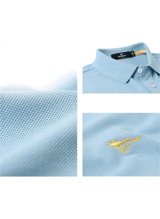 Septwolves Men'S Short Sleeve T-Shirt With Cool Feeling And Color Fixing, Antibacterial Collar Business Casual Solid Color Polo With Colorful Small Wolf Logo - Image 3
