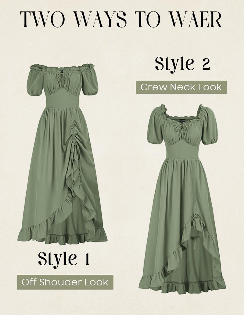 Scarlet Darkness Medieval Renaissance Sage Green Dress for Women Fairy Corset Dress wtih Pockets Light Green L - Image 4