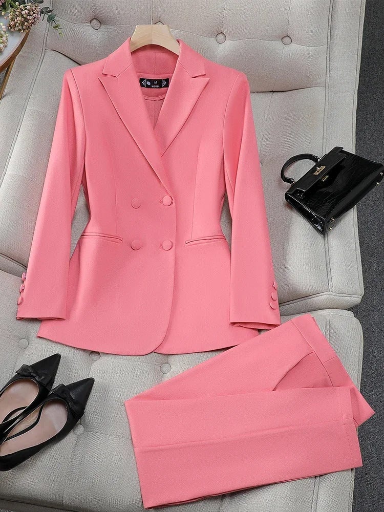 Supply Women'S Formal Pants Suit Set Women'S Blue Pink Yellow Business Workwear 2-Piece Suit - Image 3