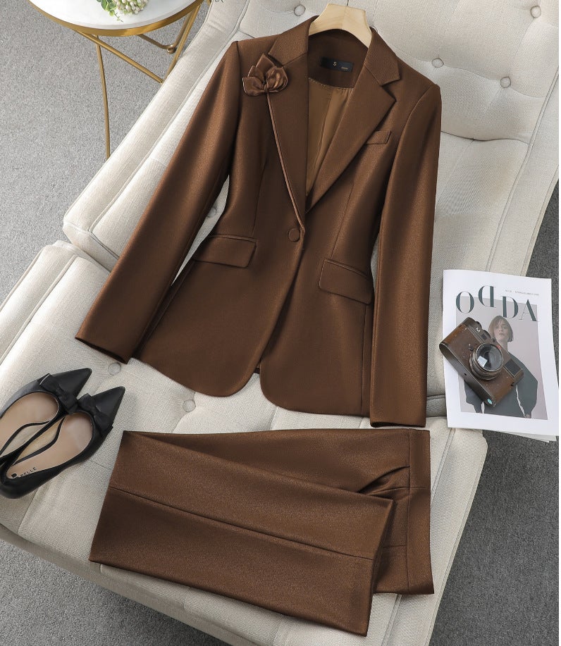 Supply Women'S Formal Pants Suit Set Women'S Blue Pink Yellow Business Workwear 2-Piece Suit - Image 1