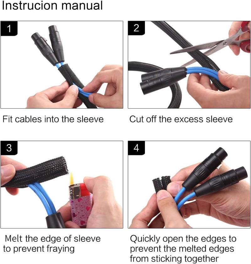 Alex Tech 10ft - 1/4 inch Cord Protector Wire Loom Tubing Cable Sleeve Split Sleeving For USB Cable Power Cord Audio Video Cable – Protect Cat From Chewing Cords - Black - Image 5