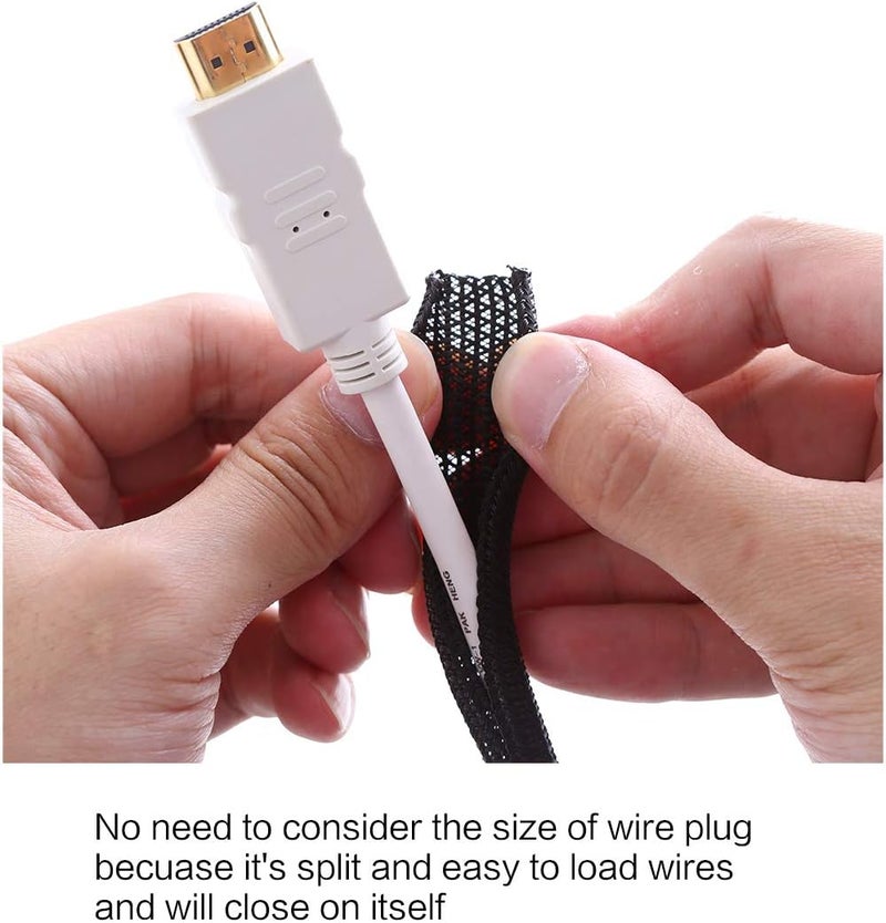 Alex Tech 10ft - 1/4 inch Cord Protector Wire Loom Tubing Cable Sleeve Split Sleeving For USB Cable Power Cord Audio Video Cable – Protect Cat From Chewing Cords - Black - Image 2