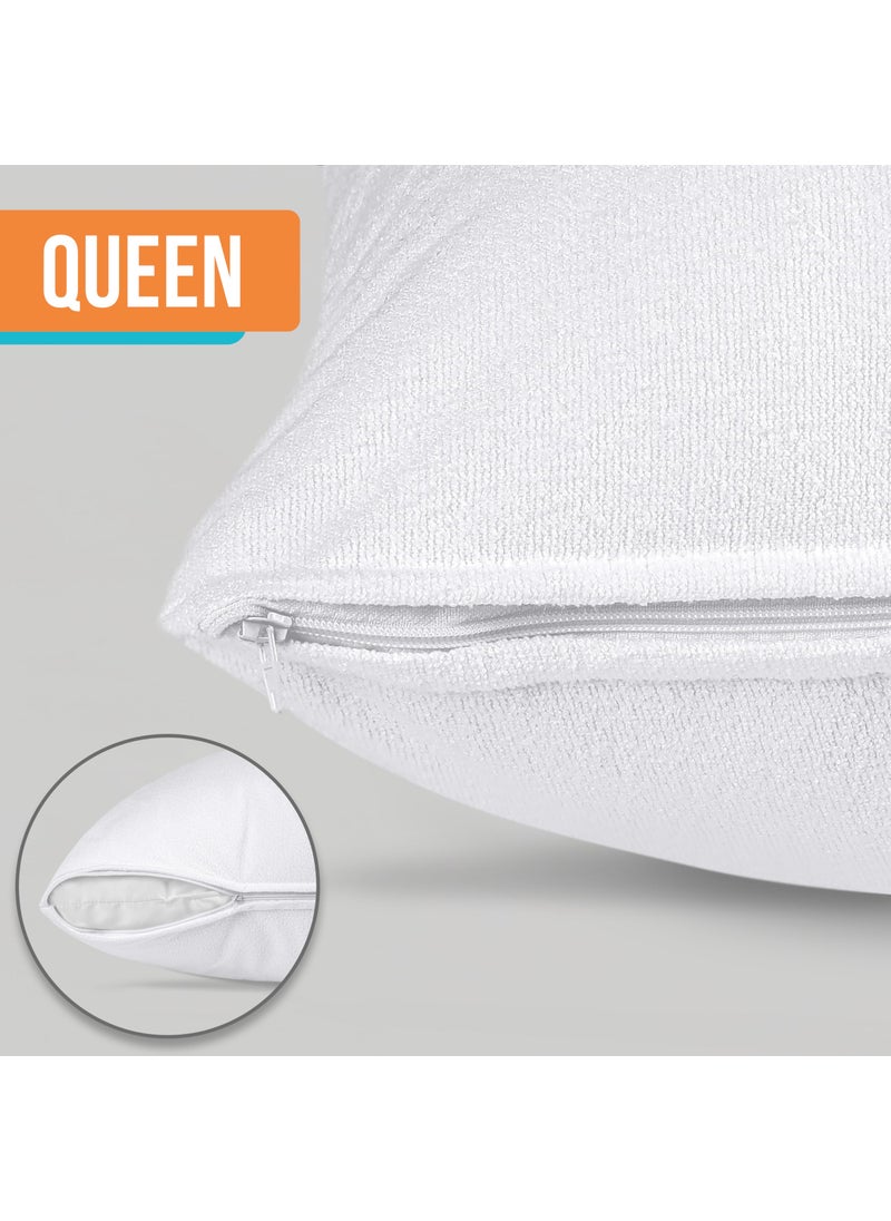Utopia Bedding Utopia Bedding Waterproof Pillow Protectors with Zipper Queen Size (4 Pack)  Terry Pillow Covers  - Image 2
