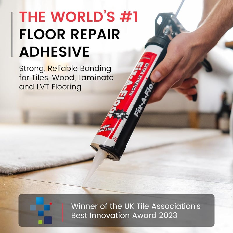 Fix-A-Floor The Original Loose Tile Repair Adhesive - Tile, Porcelain, Ceramic, Marble, Stone & Wood. Custom Tip for All Grout Sizes – 10.1 oz. *for Best Results Use The Proven Power of a Caulk Gun* - Image 2