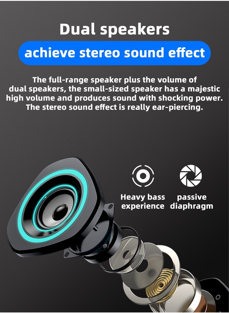 LOOPITYS - USB Computer Speakers,USB-Powered  PC Gaming Speakers for Desktop Computer Laptop and Mobile Phone USB 3.5mm Aux Input BLUE Lights Black - Image 1