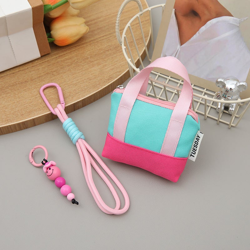 Linen Cable Organizer Pouch - Mini Handbag, Earphone Case, Keychain Pouch (Multicolor) - Image 4