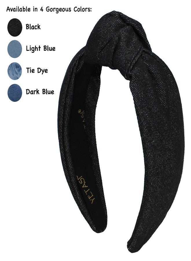 YETASI Black Denim Headbands for Women Get Compliments Head bands for Women's Hair are Chic. Knotted Headband is a Girls Fashion Designer Jean Top Knot - Image 2