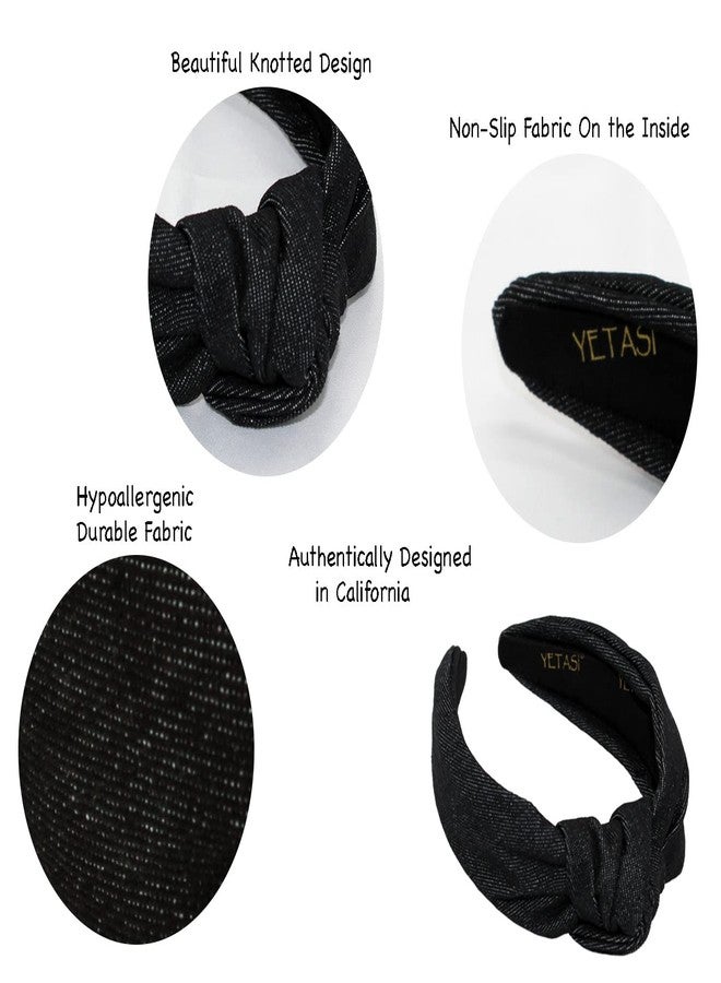 YETASI Black Denim Headbands for Women Get Compliments Head bands for Women's Hair are Chic. Knotted Headband is a Girls Fashion Designer Jean Top Knot - Image 4