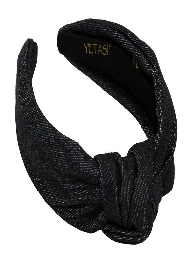 YETASI Black Denim Headbands for Women Get Compliments Head bands for Women's Hair are Chic. Knotted Headband is a Girls Fashion Designer Jean Top Knot - Image 1