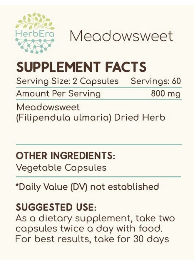 HerbEra Meadowsweet Herb 120 Capsules, 400 mg, Meadowsweet (Filipendula ulmaria) Dried Herb (120 Capsules) - Image 4