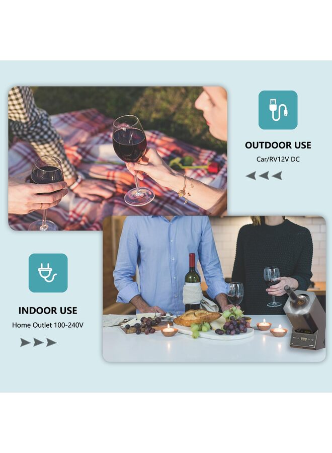 مبرد نبيذ جافيوست، مبرد نبيذ كهربائي لزجاجات نبيذ سعة 750 مل وبعض زجاجات الشمبانيا، مبرد زجاجة نبيذ واحدة يحافظ على البرودة لمدة تصل إلى 24 ساعة، مبرد محمول بدون ثلج في الحفلات، هدية لمحبي النبيذ - Image 5