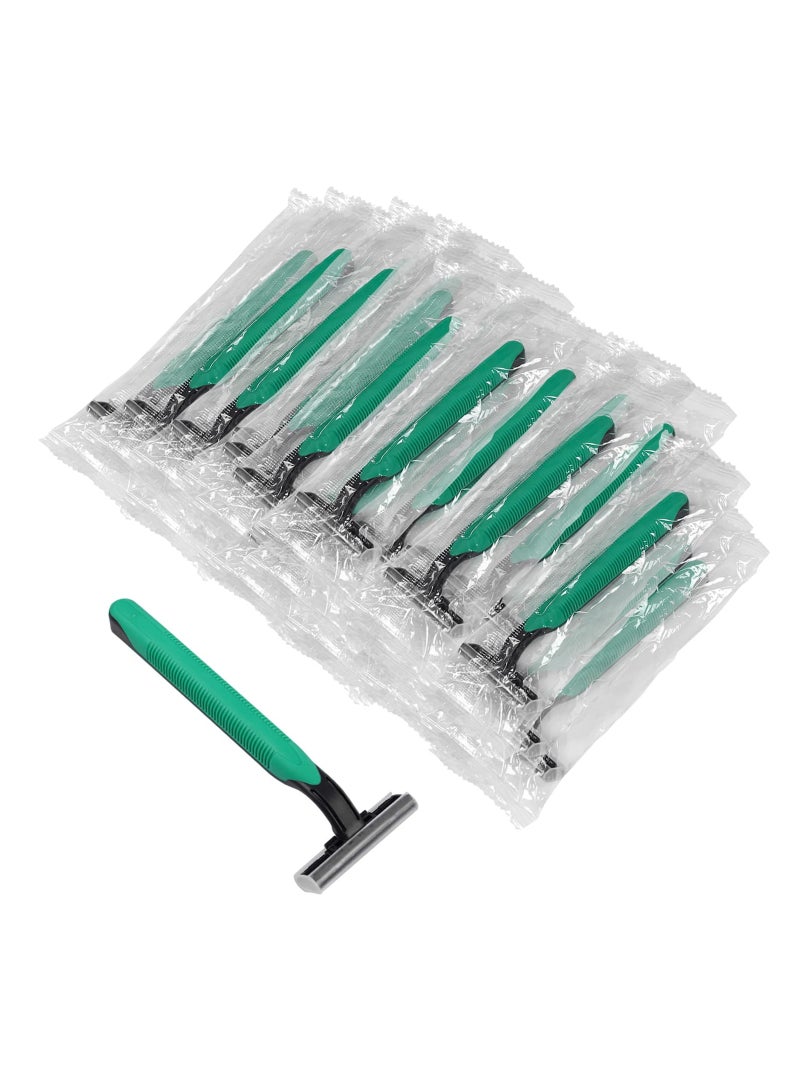 SYOSI 100PCS Bulk Disposable Twin Blade Razors, Twin Blade Disposable Razors Economical Shaving Razors Wholesale Men's Shaving Razors for Shaving Safety Hotel Guest House Travel Home Use Portable - Image 1