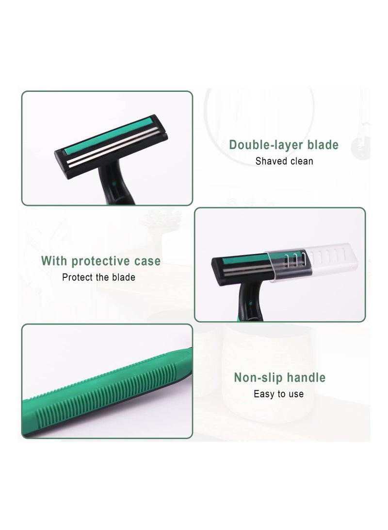 SYOSI 100PCS Bulk Disposable Twin Blade Razors, Twin Blade Disposable Razors Economical Shaving Razors Wholesale Men's Shaving Razors for Shaving Safety Hotel Guest House Travel Home Use Portable - Image 2
