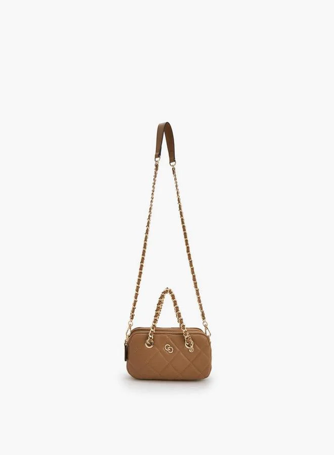 Celeste BROWN Quilted Suede Crossbody Bag With Chain Strap for Women | Best Price UAE