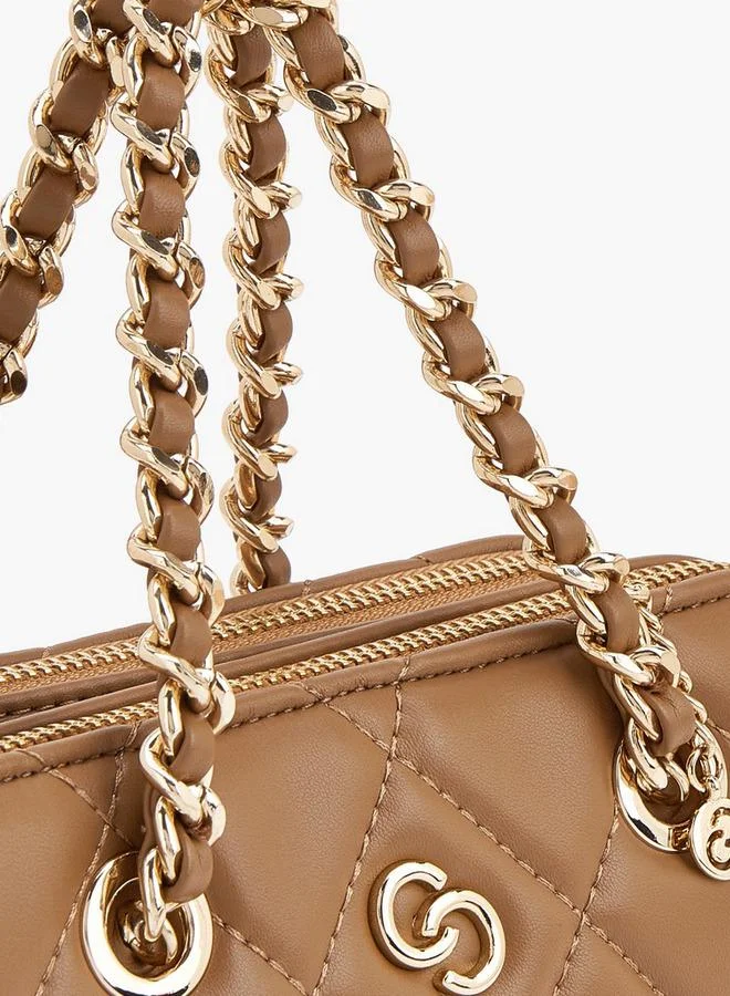 Celeste BROWN Quilted Suede Crossbody Bag With Chain Strap for Women | Best Price UAE