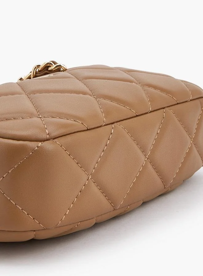 Celeste BROWN Quilted Suede Crossbody Bag With Chain Strap for Women | Best Price UAE