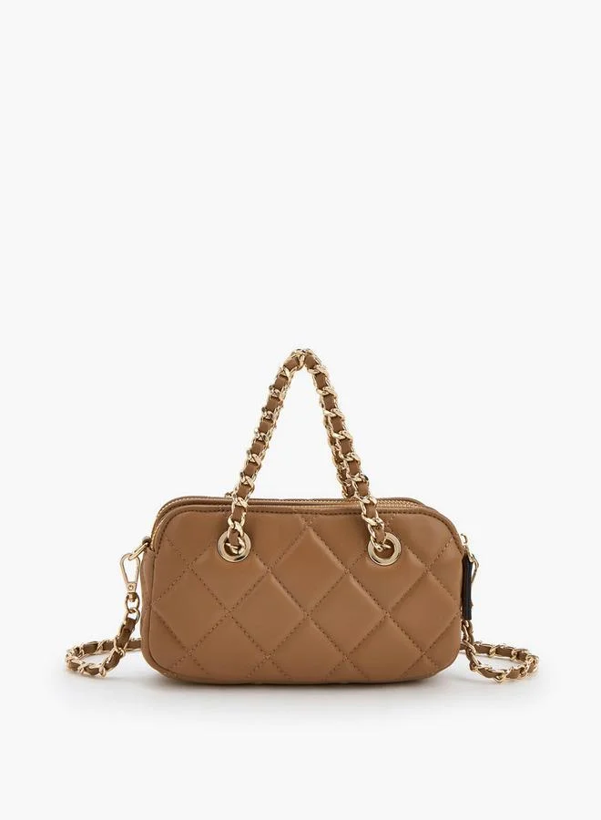 Celeste BROWN Quilted Suede Crossbody Bag With Chain Strap for Women | Best Price UAE
