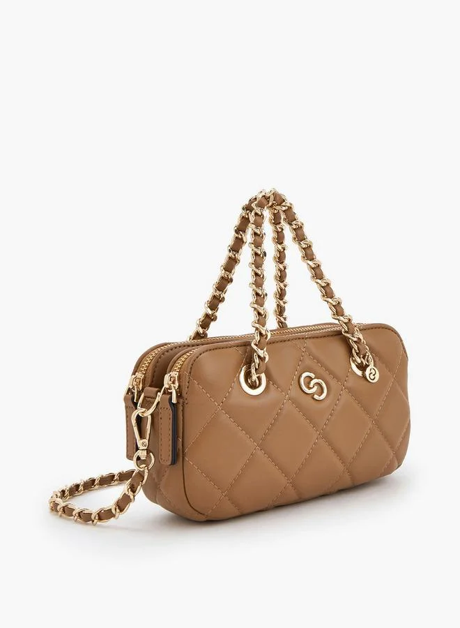 Celeste BROWN Quilted Suede Crossbody Bag With Chain Strap for Women | Best Price UAE