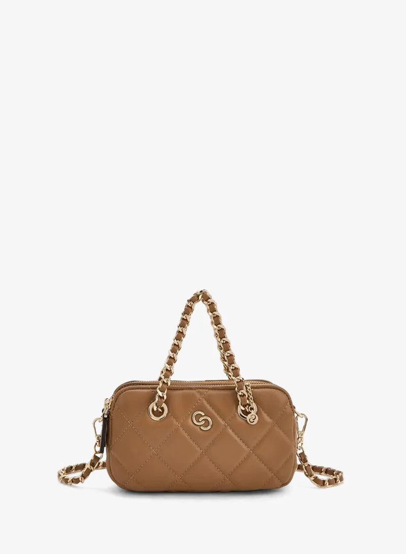 Quilted Suede Crossbody Bag With Chain Strap