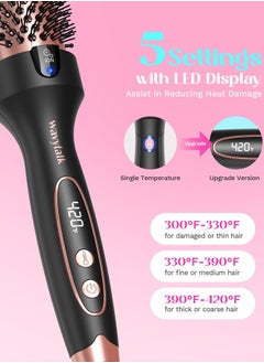 wavytalk Wavytalk Thermal Brush, 1.5 inch Heated Round Brush for Blowout Look, Dual Voltage, Rose Gold, Ceramic Tourmaline, Ionic Technology, 5 Temperature Settings  - Image 4
