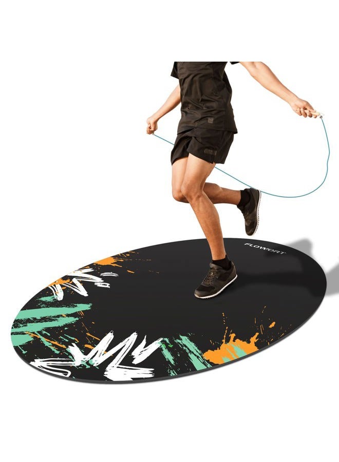 Flowort Jump Rope Mat Large Rubber Exercise Mat Indoor Outdoor Shock Absorbing Mat Non-Slip Oval Design for Floor & Rope Protection, Workout Mats for Home Gym Flooring(Green) - Image 1