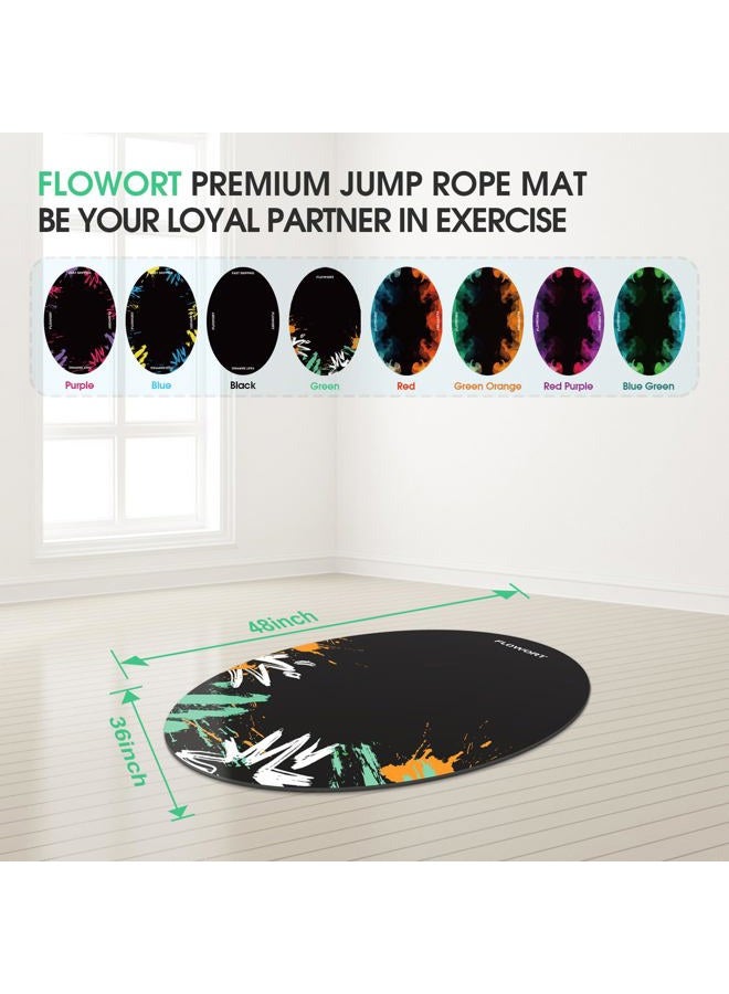 Flowort Jump Rope Mat Large Rubber Exercise Mat Indoor Outdoor Shock Absorbing Mat Non-Slip Oval Design for Floor & Rope Protection, Workout Mats for Home Gym Flooring(Green) - Image 3