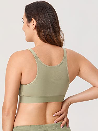 Gratlin Womens Plus Size Nursing Bra Sports Maternity Support Cotton Breastfeeding Bras Grey Olive Medium - Image 3