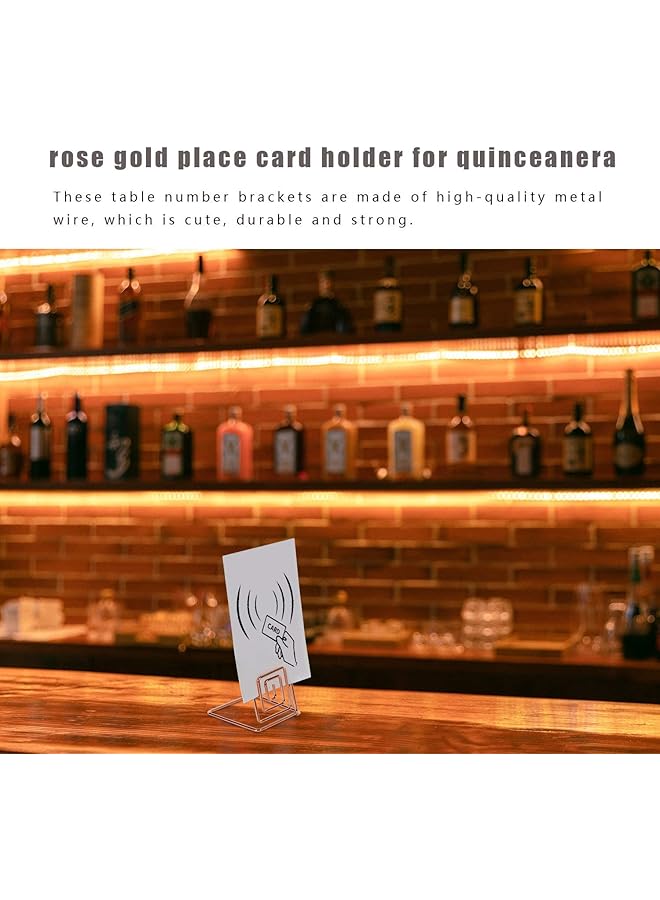 erorex 12Pcs Premium Place Card Holder Rose Gold Metal Wire Square Table Stand Number Holder Used For Photos Food Signs Memos Weddings And Restaurants And Birthdays Suitable For Party Table Decoration  - Image 4