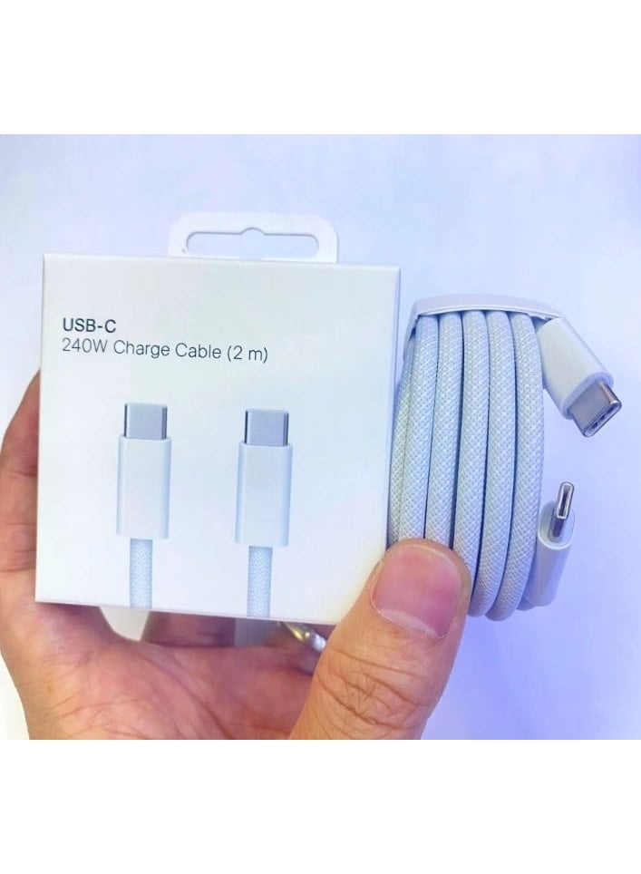 كابل شحن USB-C بقدرة 240 وات 2 متر متوافق مع آيفون 16 و15 تاب سى x تاب سى - Image 1