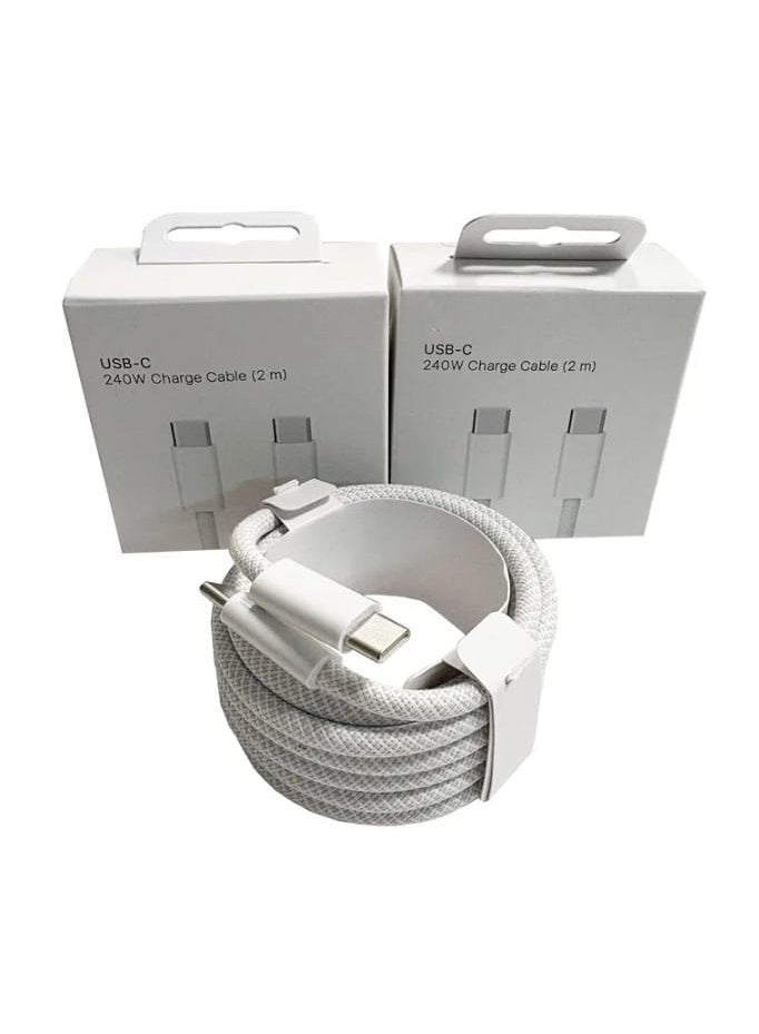 كابل شحن USB-C بقدرة 240 وات 2 متر متوافق مع آيفون 16 و15 تاب سى x تاب سى - Image 3