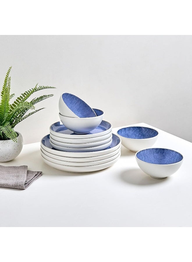 Sango Cove 12Piece Blue Stoneware Dinnerware Set - Image 4