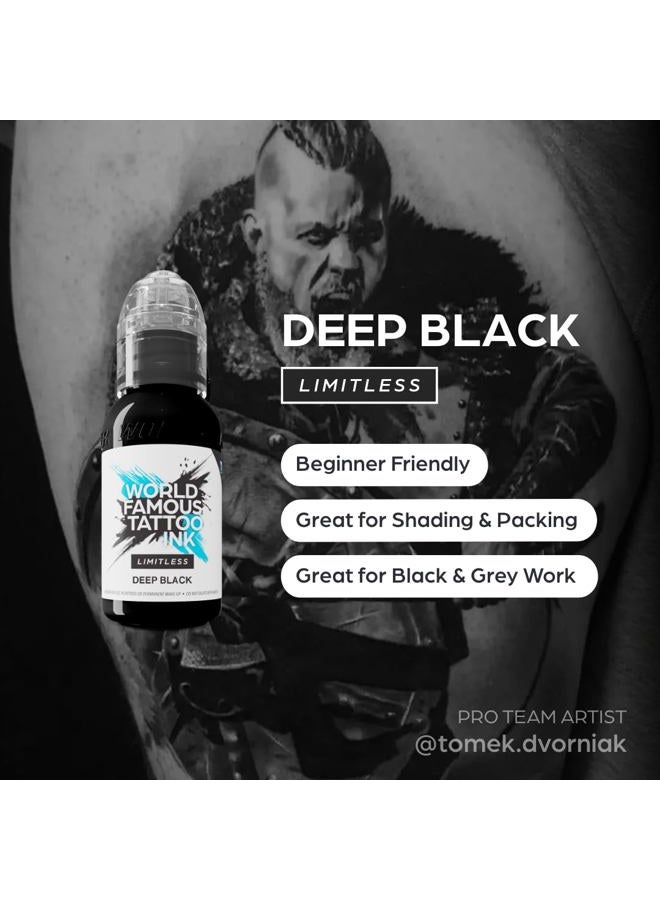 WORLD FAMOUS TATTOO INK Limitless - Deep Black Tattoo Ink - Professional Tattoo Ink & Tattoo Supplies - Skin-Safe Permanent Tattooing in Bold Shades - Vegan & Non-Toxic (1 oz) - Image 2