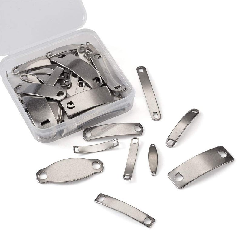 KISSITTY 45pcs/Box Stainless Steel Blank Stamping Tag Links for Laser Engraving 25~49mm Mixed Rectangle Metal Tag Charms Pendants with Two Holes - Image 2