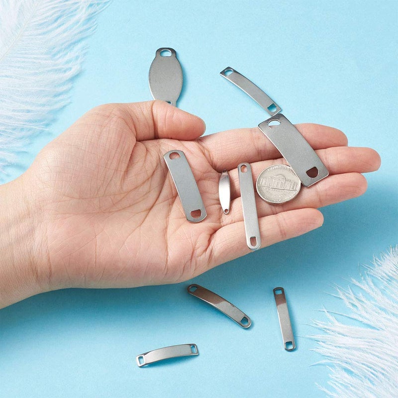 KISSITTY 45pcs/Box Stainless Steel Blank Stamping Tag Links for Laser Engraving 25~49mm Mixed Rectangle Metal Tag Charms Pendants with Two Holes - Image 4