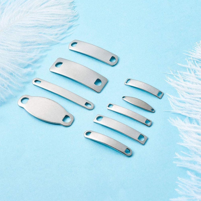 KISSITTY 45pcs/Box Stainless Steel Blank Stamping Tag Links for Laser Engraving 25~49mm Mixed Rectangle Metal Tag Charms Pendants with Two Holes - Image 3